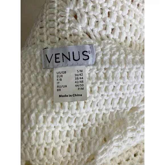 Venus crochet womens beach cover up S/M white long fringing - Picture 7 of 7